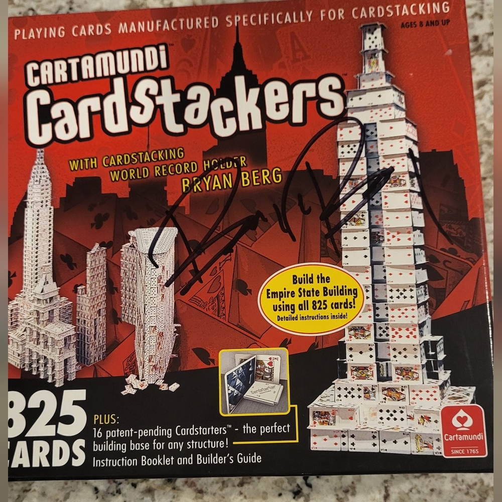 Cartamundi CardStackers 825 Card Building Set. Box Appears To Be Autographed EUC